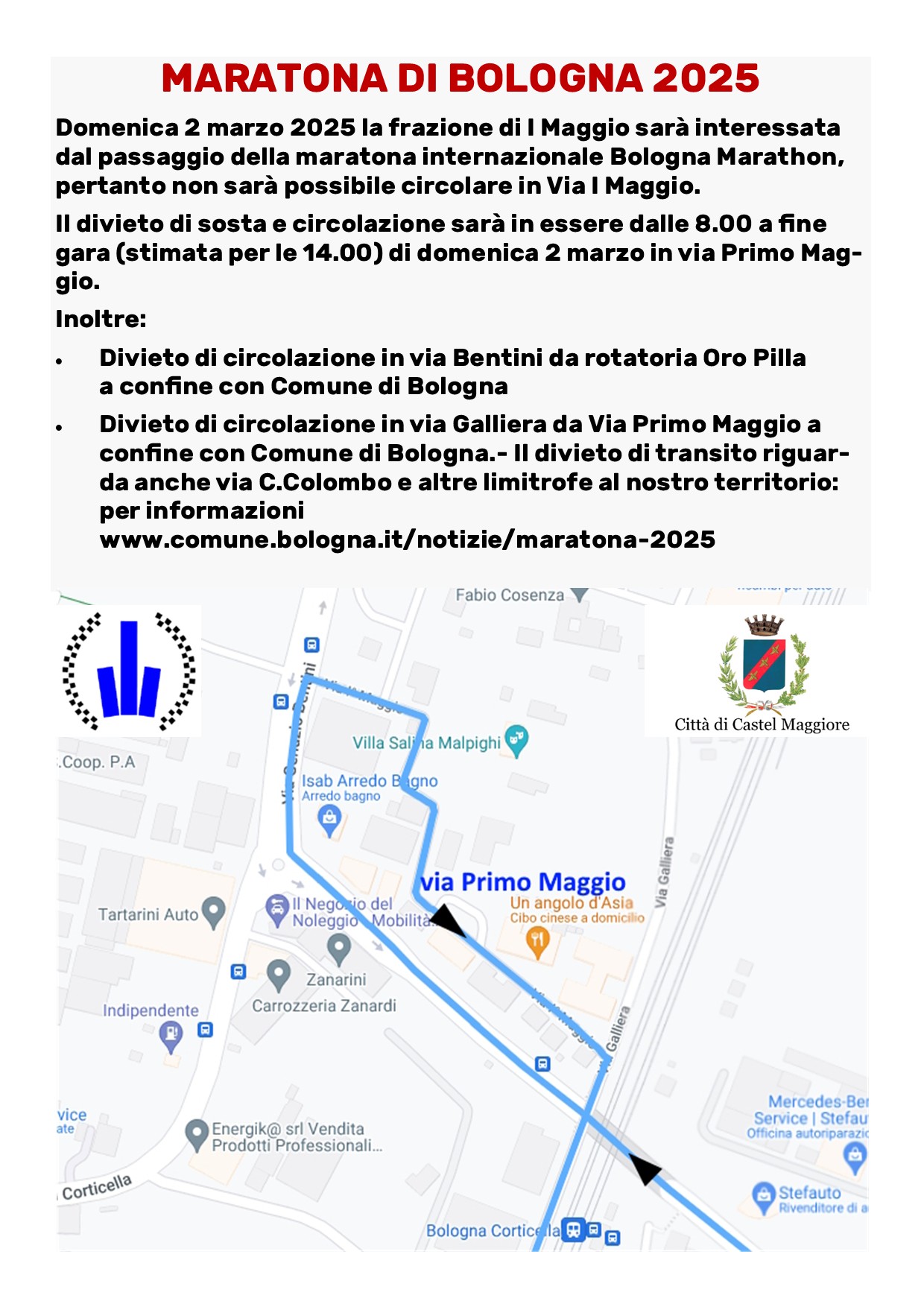 Immagine con Mappa del percorso della maratona