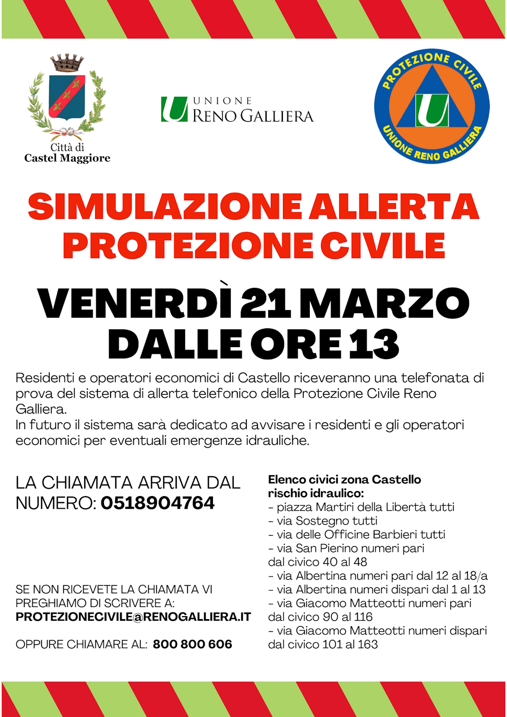 Simulazione allerta protezione Civile