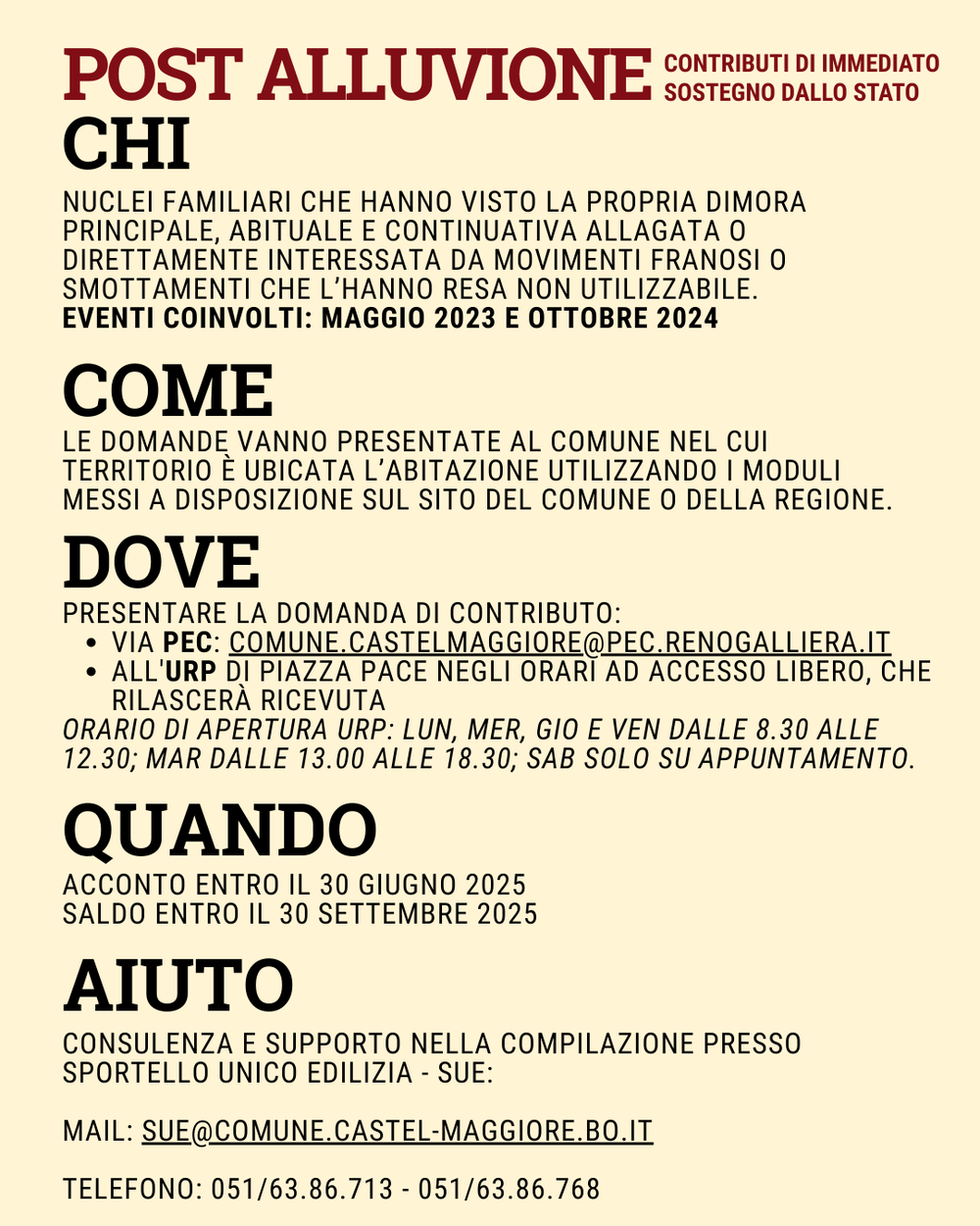 Alluvione - primi contributi dallo Stato